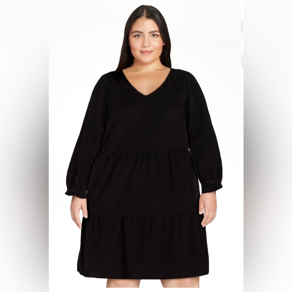 Elegant Black Women's corduroy Dress